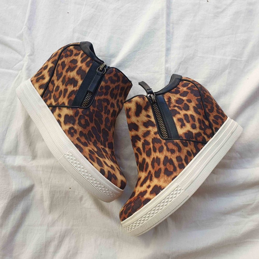 Not Rated Leopard Print Wedge Sneakers